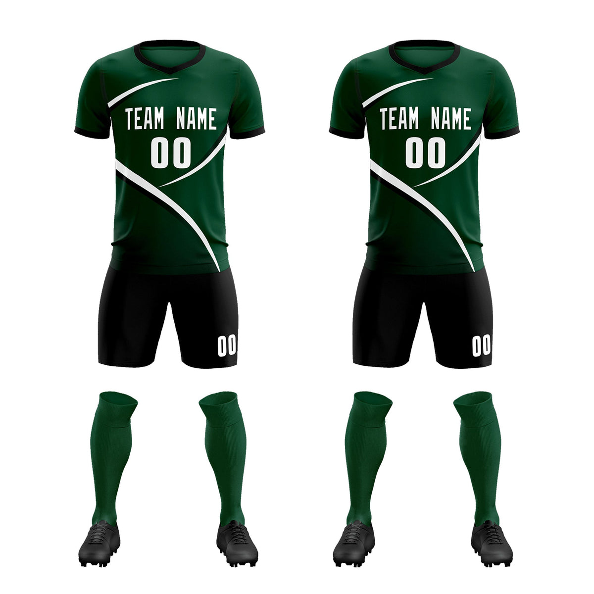 Custom Green Black Color Block Training Uniform For Men Soccer Sets Jersey