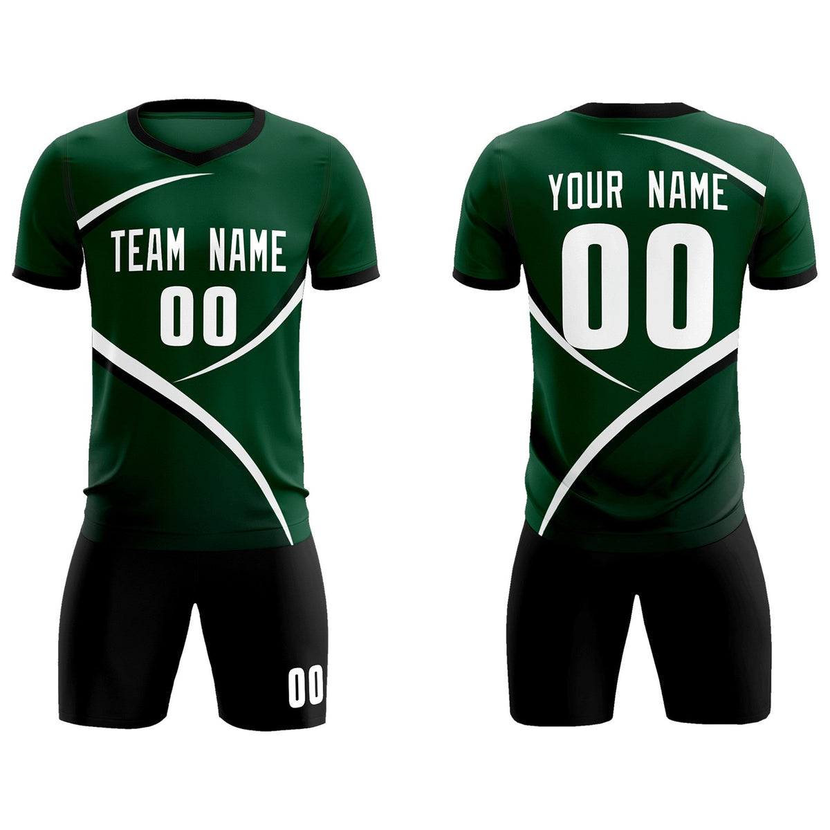 Custom Green Black Color Block Training Uniform For Men Soccer Sets Jersey