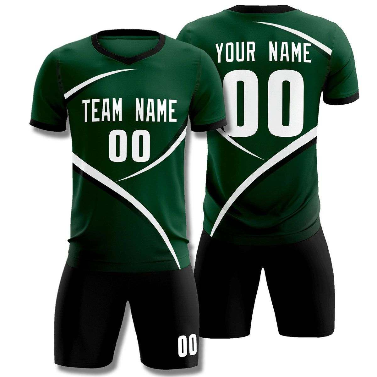 Custom Green Black Color Block Training Uniform For Men Soccer Sets Jersey