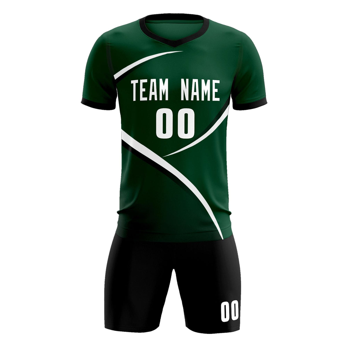 Custom Green Black Color Block Training Uniform For Men Soccer Sets Jersey