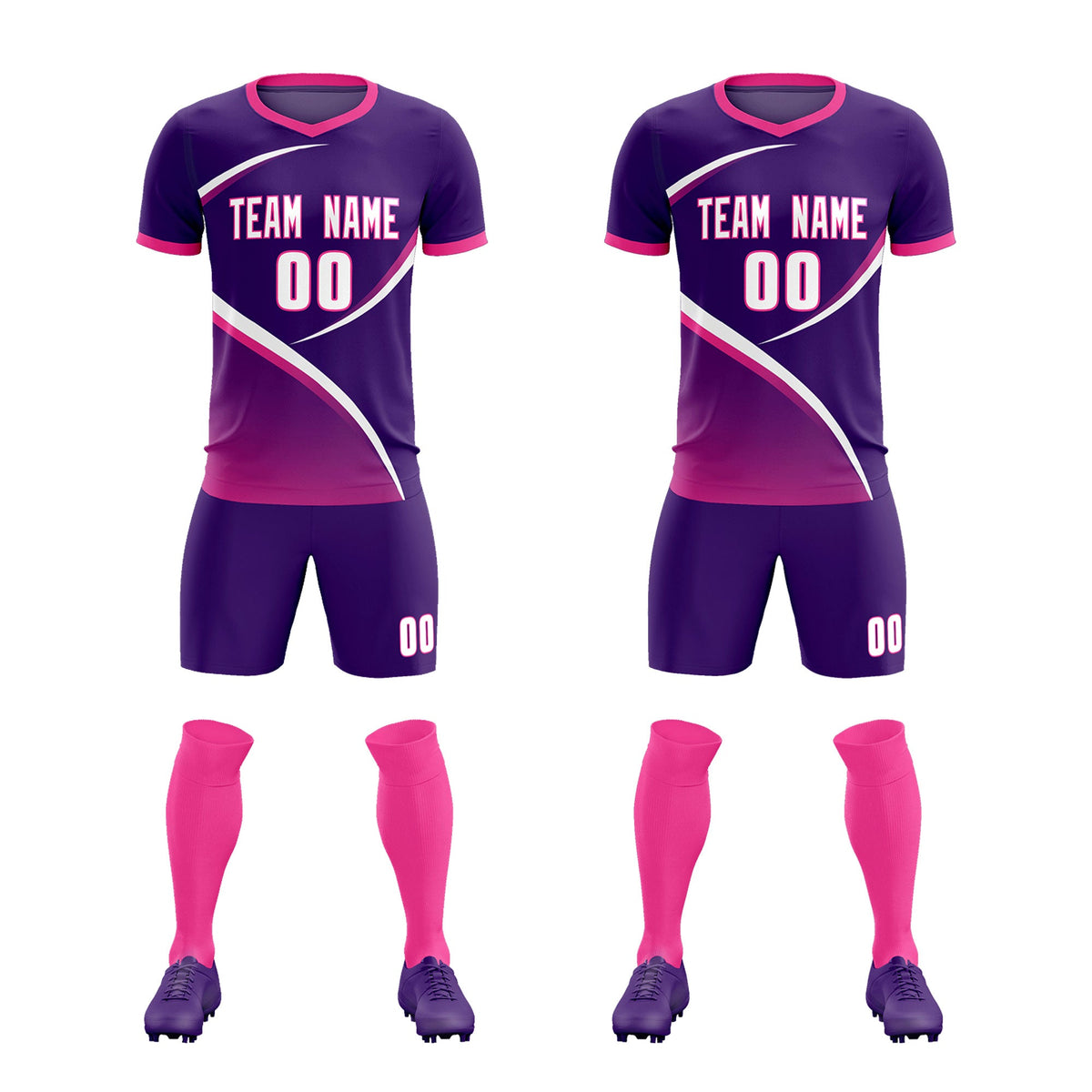 Custom Purple Pink Color Block Training Uniform For Men Soccer Sets Jersey