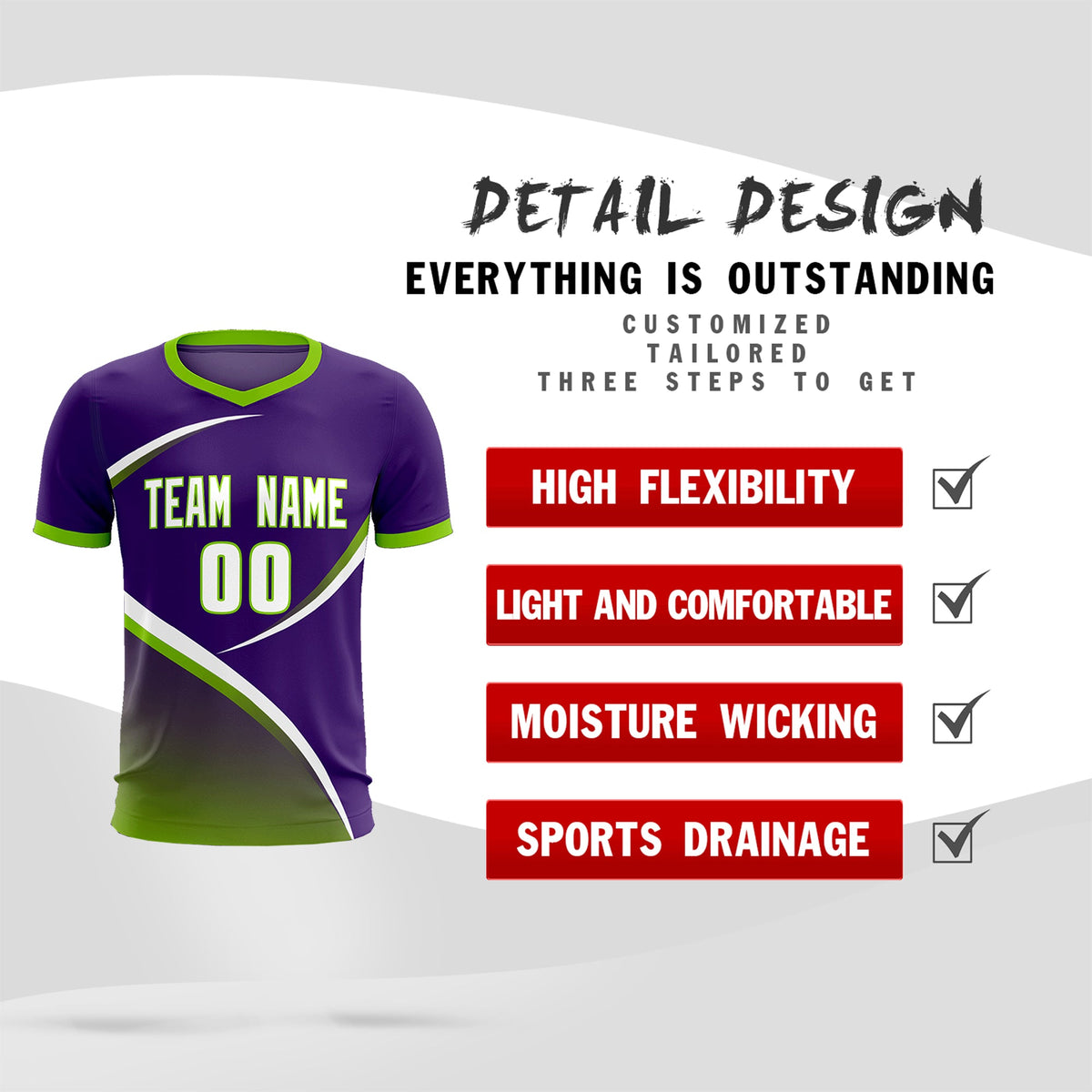 Custom Purple Neon Green Color Block Training Uniform For Men Soccer Sets Jersey