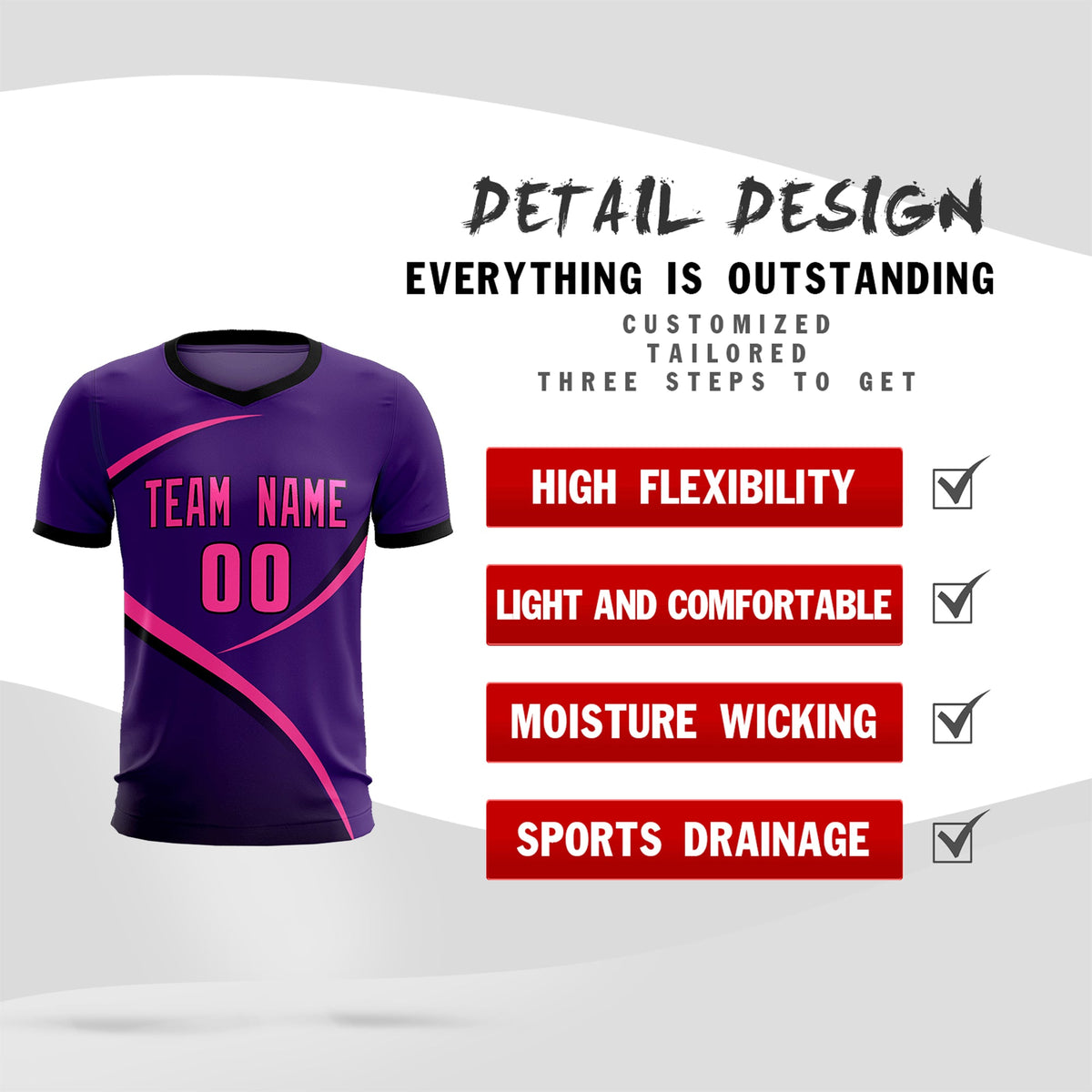 Custom Purple Black Color Block Training Uniform For Men Soccer Sets Jersey
