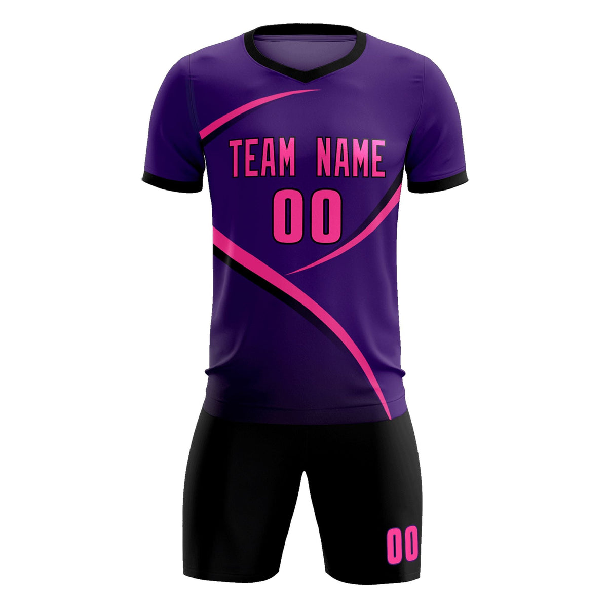 Custom Purple Black Color Block Training Uniform For Men Soccer Sets Jersey