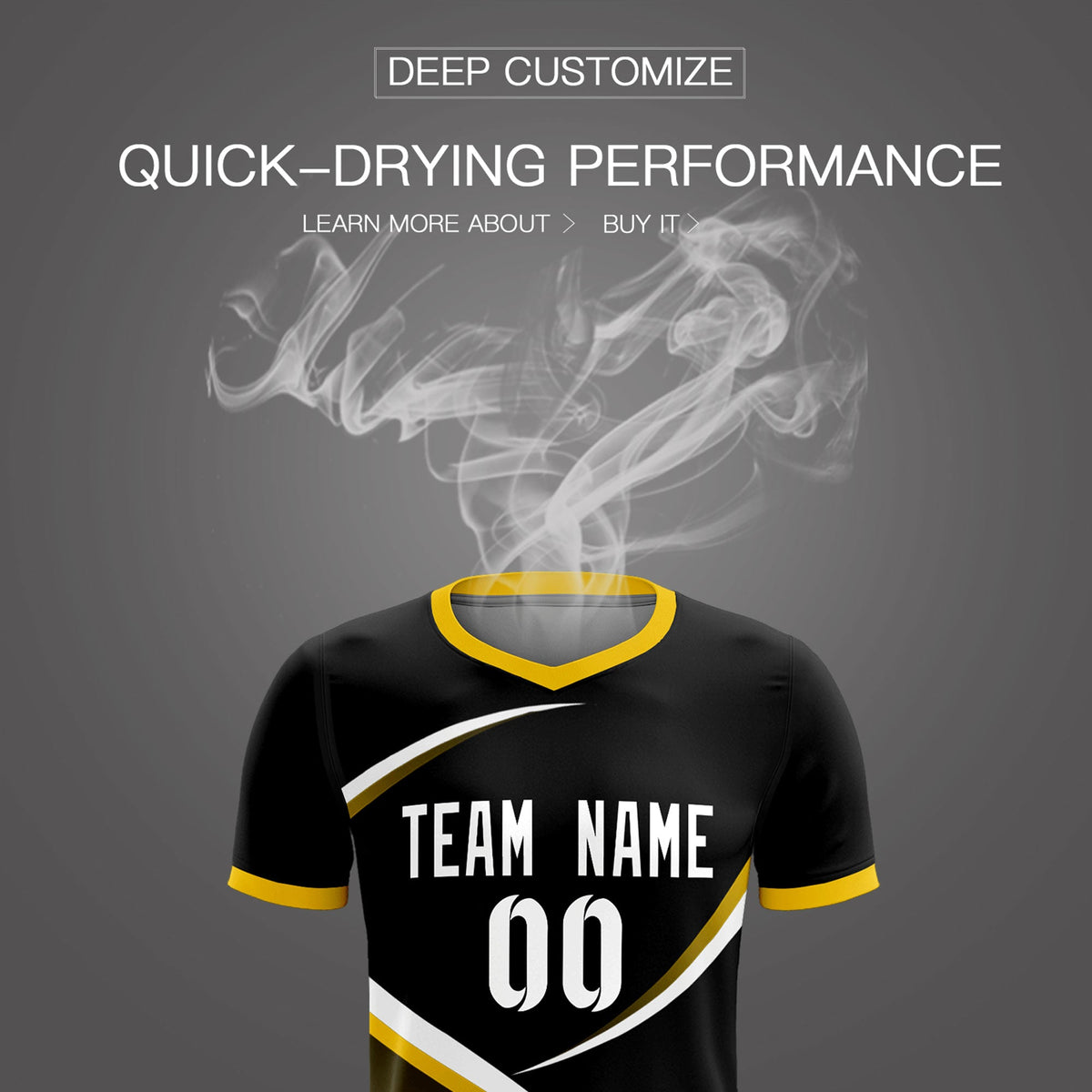 Custom Black Gold Color Block Training Uniform For Men Soccer Sets Jersey