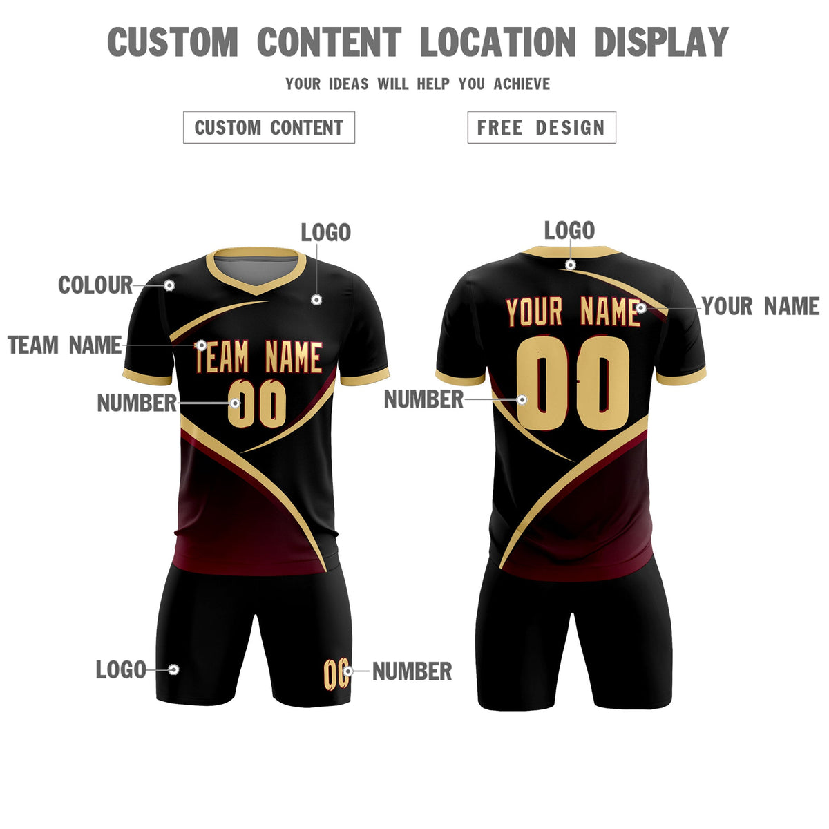 Custom Black Khaki Color Block Training Uniform For Men Soccer Sets Jersey