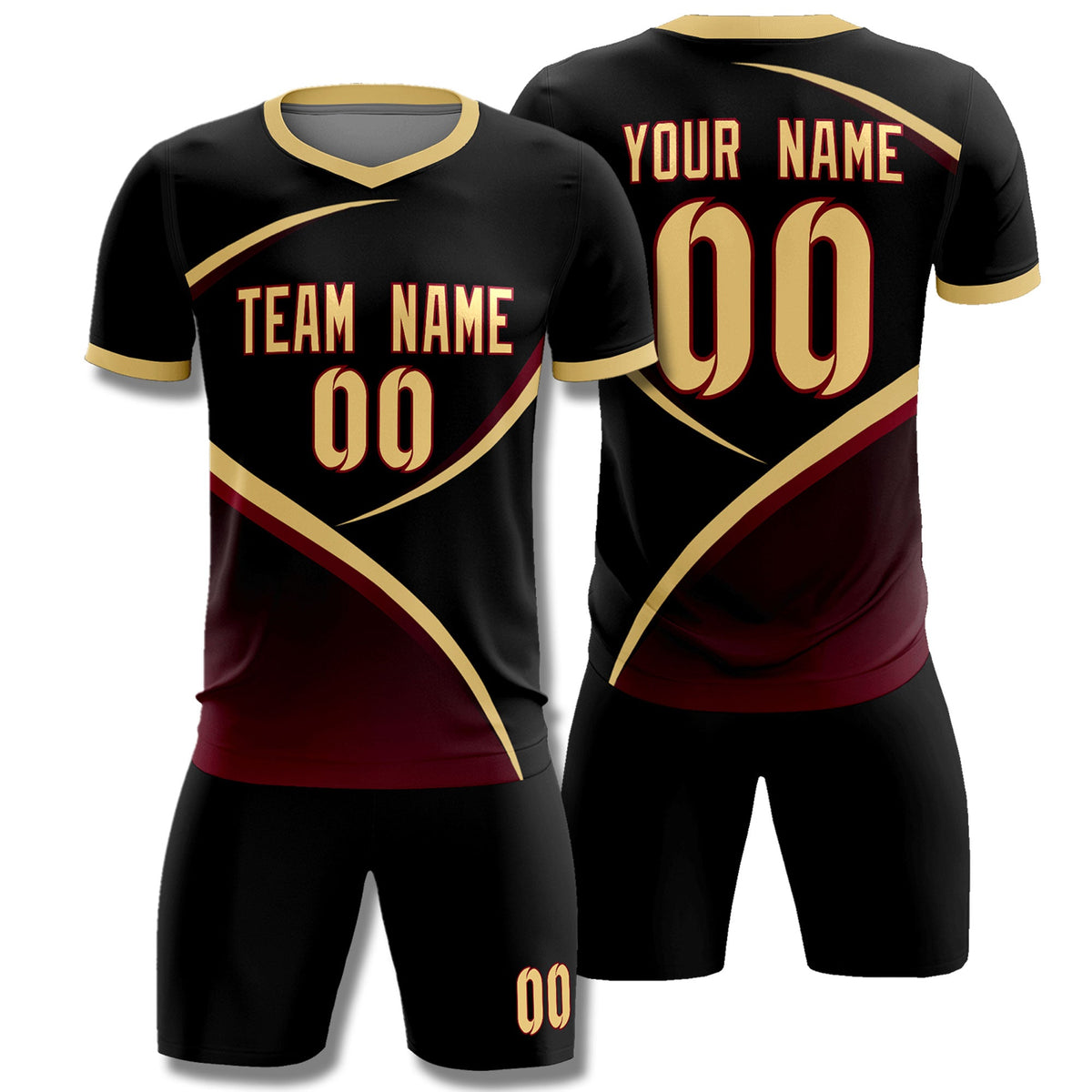 Custom Black Khaki Color Block Training Uniform For Men Soccer Sets Jersey