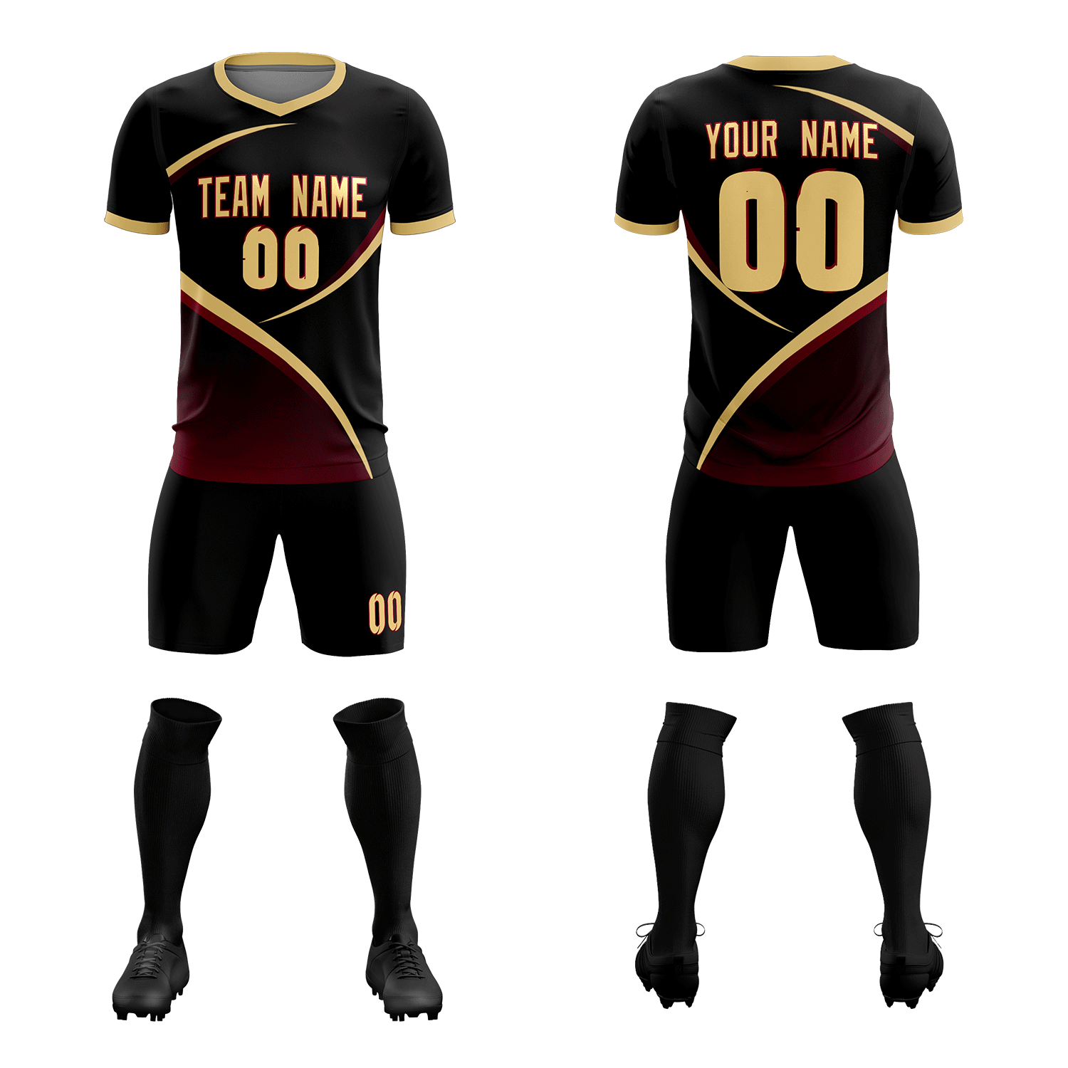 Custom Black Khaki Color Block Training Uniform For Men Soccer Sets Jersey