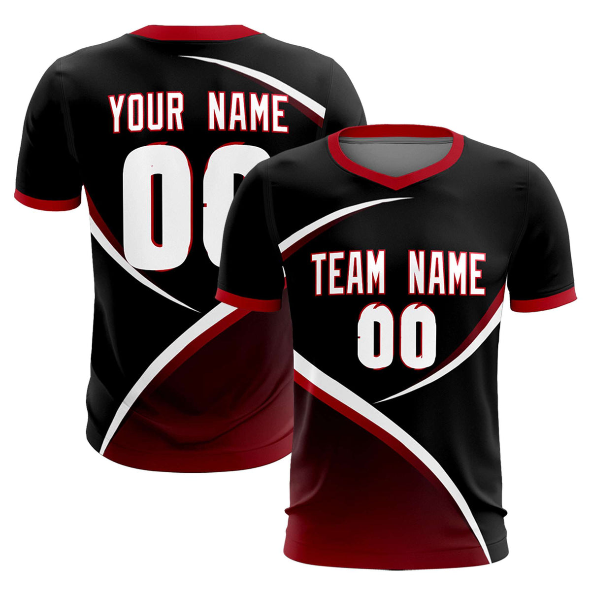 Custom Black Red Color Block Training Uniform For Men Soccer Sets Jersey