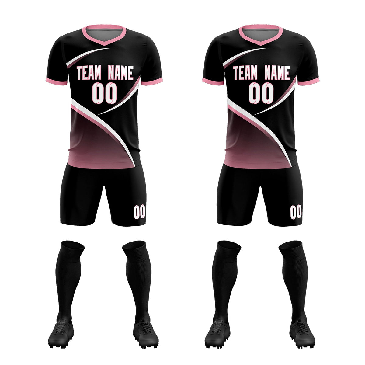 Custom Black Light Pink Color Block Training Uniform For Men Soccer Sets Jersey