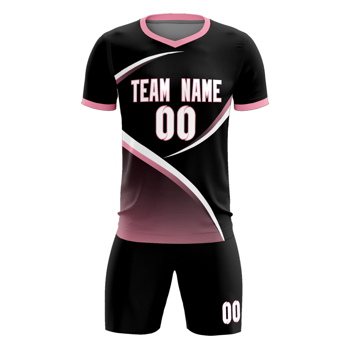 Custom Black Light Pink Color Block Training Uniform For Men Soccer Sets Jersey