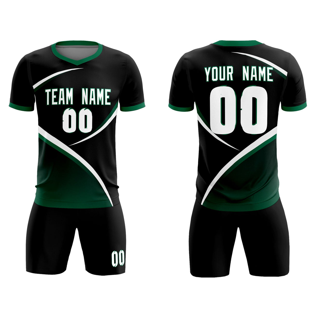 Custom Black Kelly Green Color Block Training Uniform For Men Soccer Sets Jersey