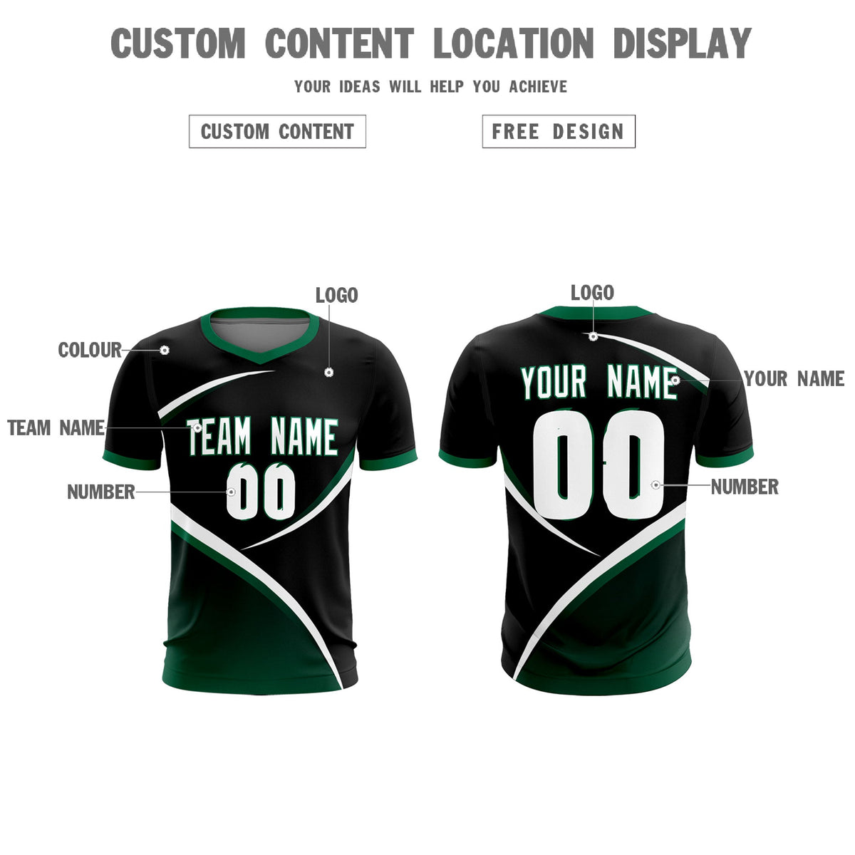 Custom Black Kelly Green Color Block Training Uniform For Men Soccer Sets Jersey