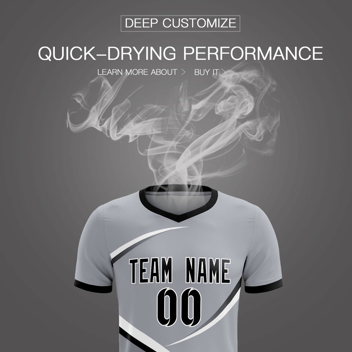 Custom Gray Black Color Block Training Uniform For Men Soccer Sets Jersey