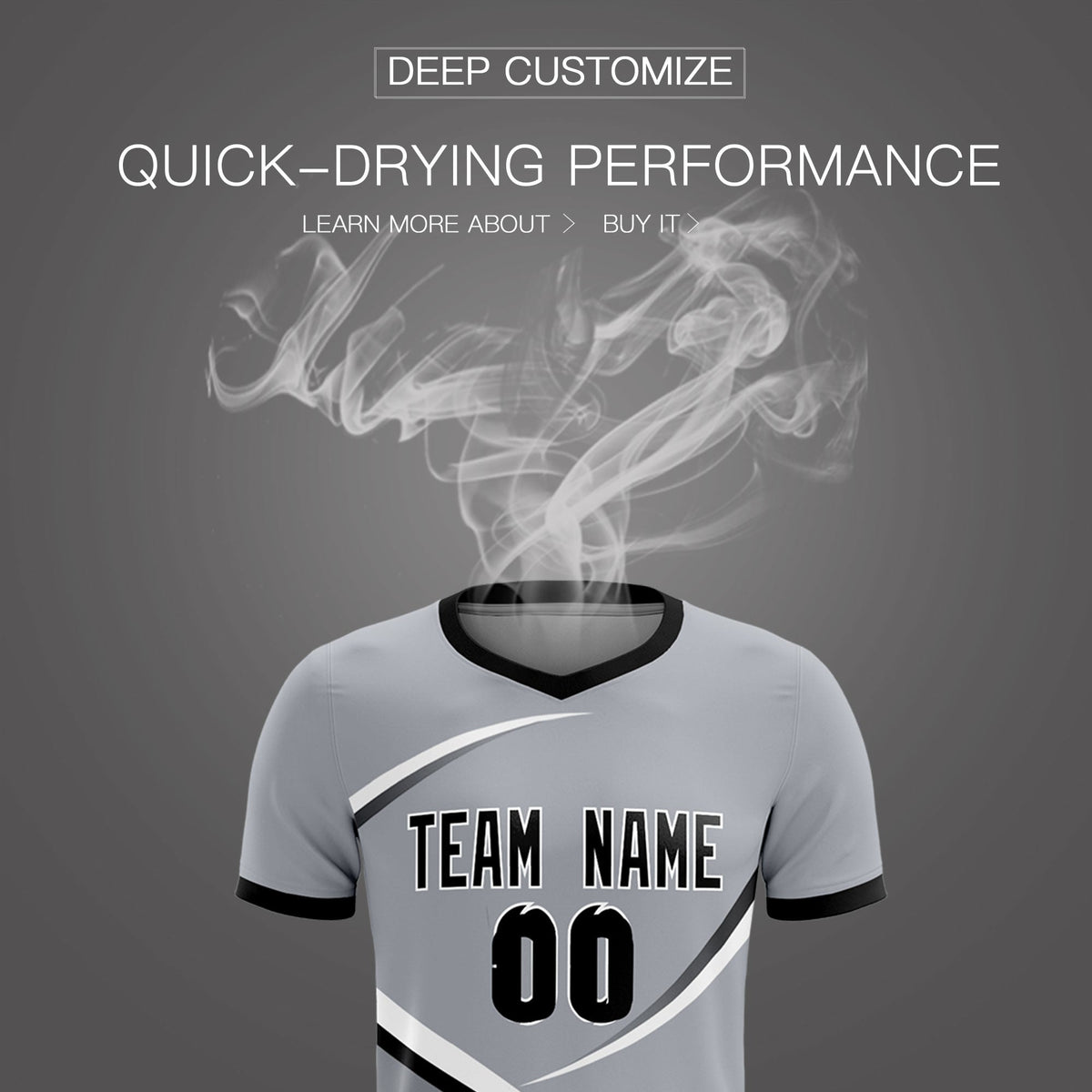 Custom Gray Black Color Block Training Uniform For Men Soccer Sets Jersey