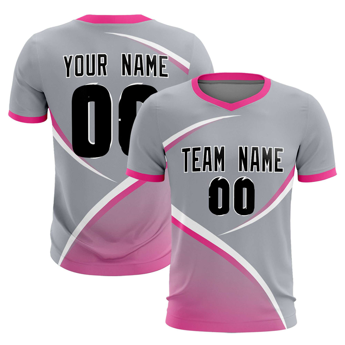 Custom Gray Pink Color Block Training Uniform For Men Soccer Sets Jersey