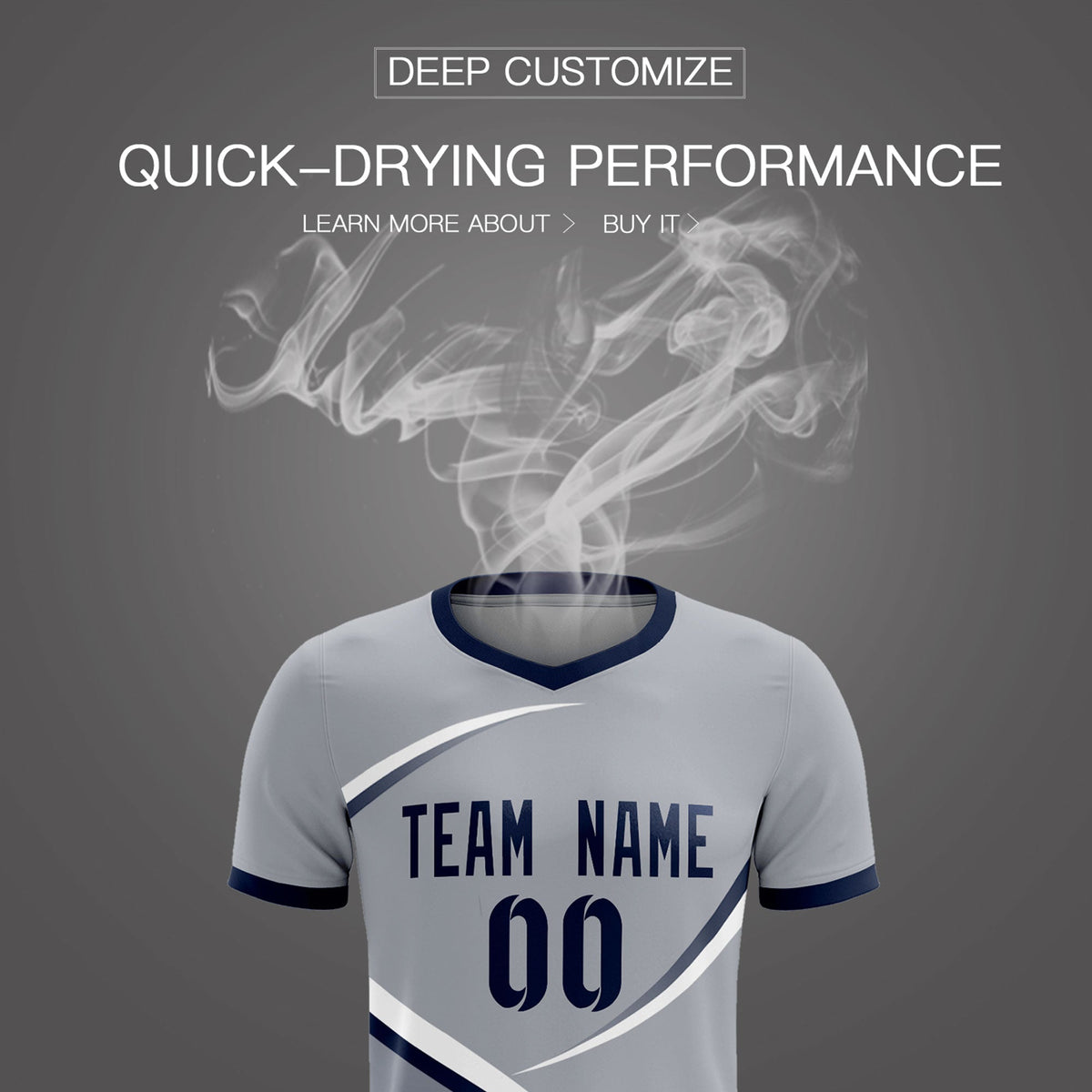 Custom Gray Navy Color Block Training Uniform For Men Soccer Sets Jersey