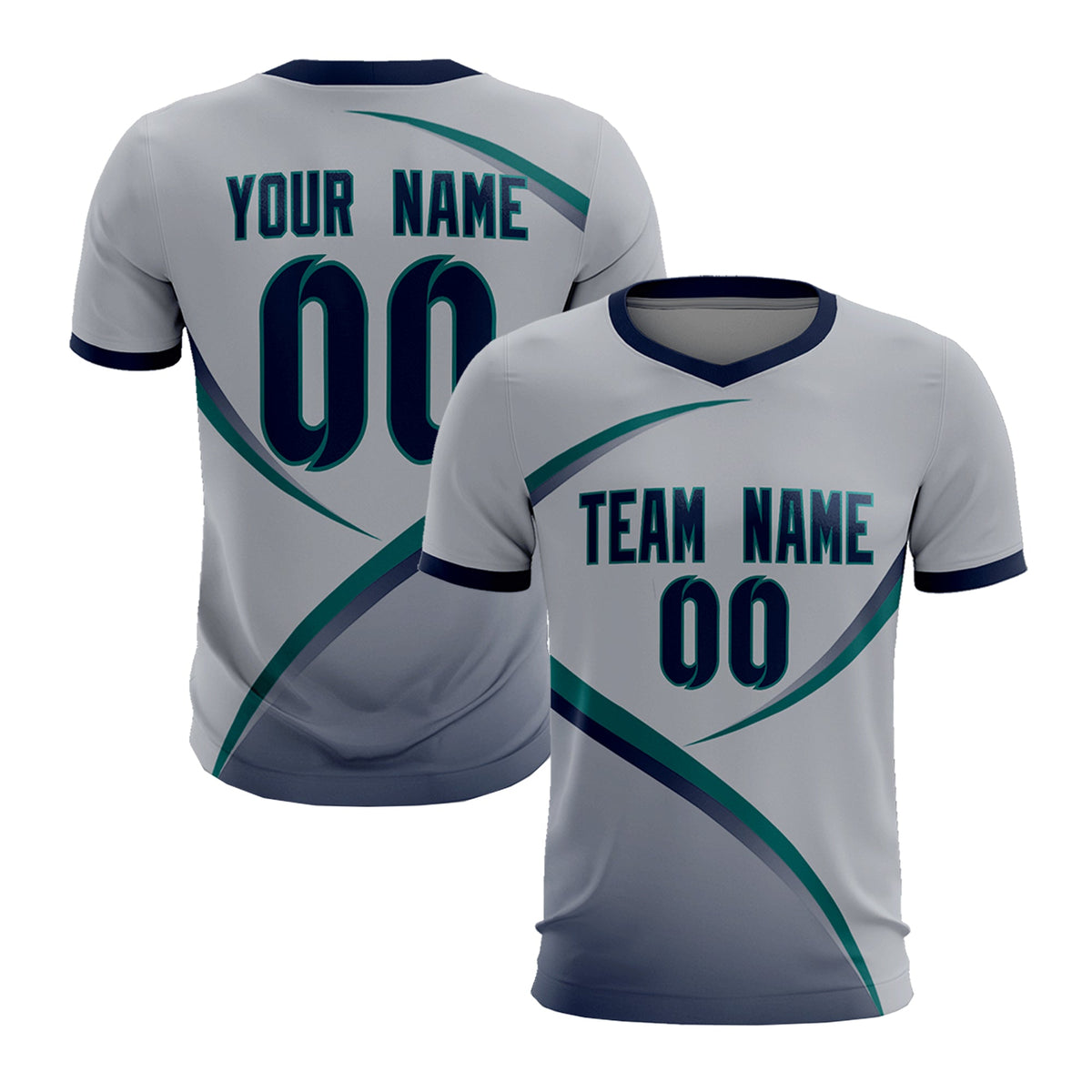 Custom Gray Navy Color Block Training Uniform For Men Soccer Sets Jersey