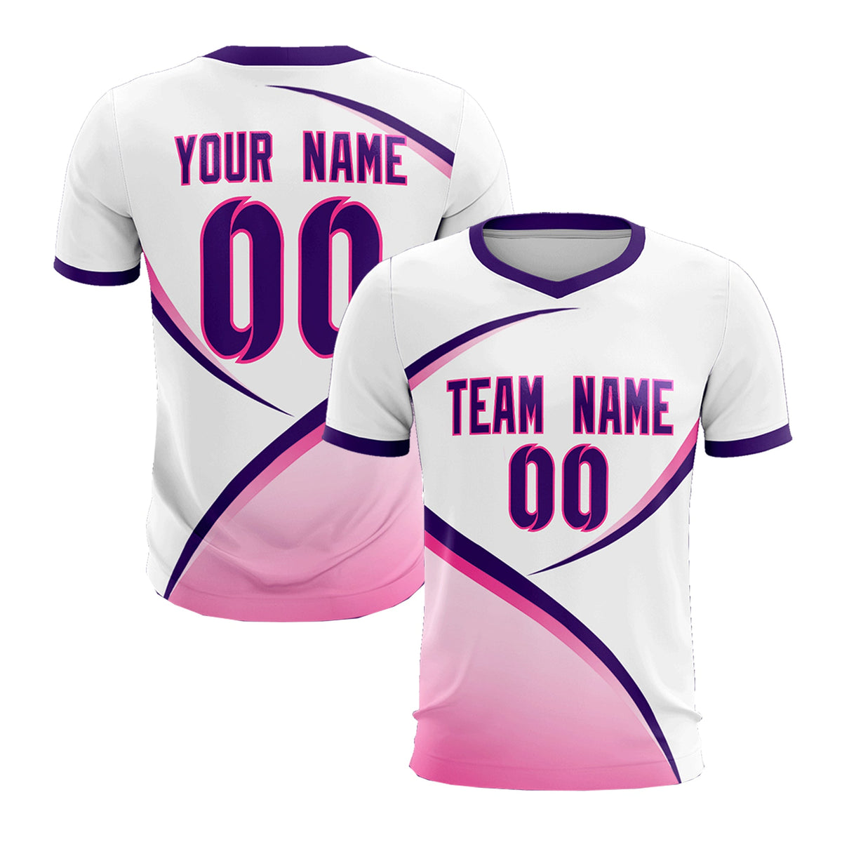 Custom White Purple Color Block Training Uniform For Men Soccer Sets Jersey