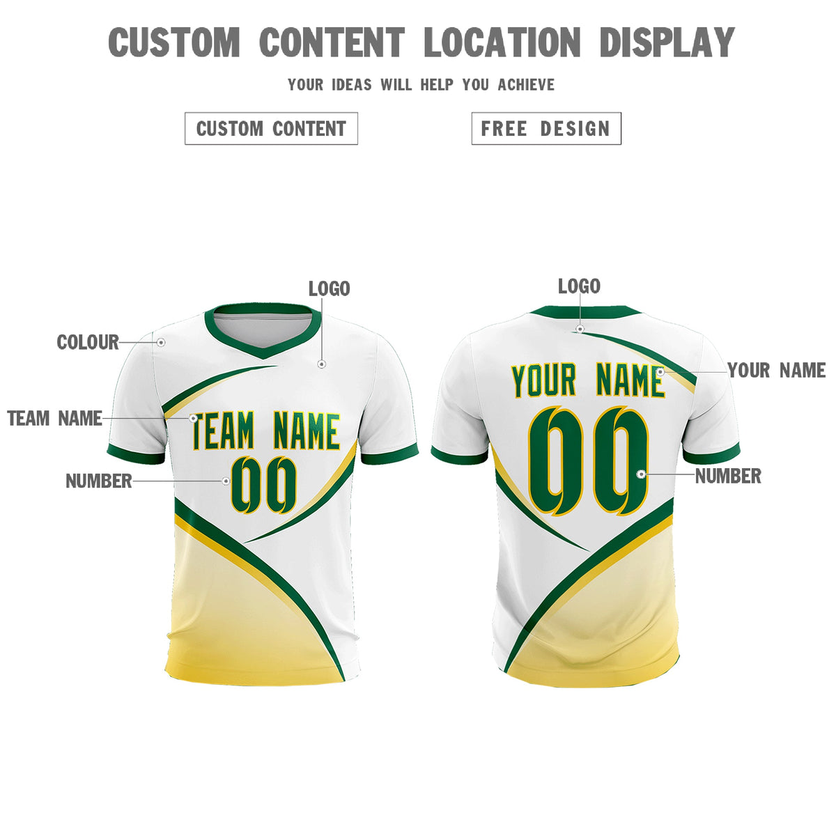Custom White Kelly Green Color Block Training Uniform For Men Soccer Sets Jersey