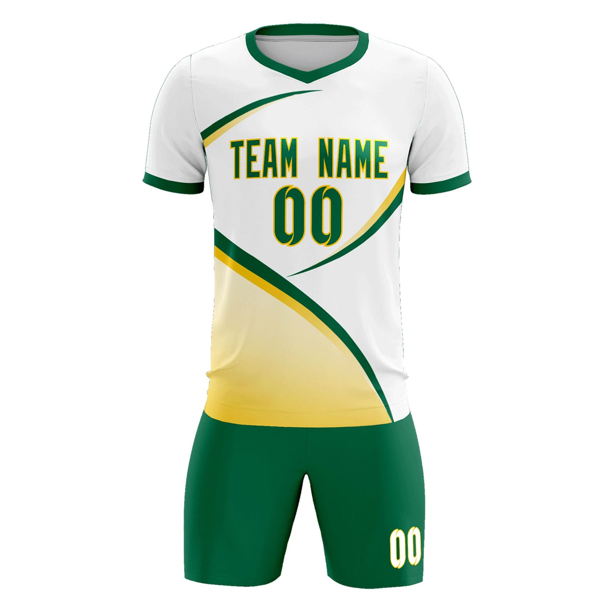 Custom White Kelly Green Color Block Training Uniform For Men Soccer Sets Jersey
