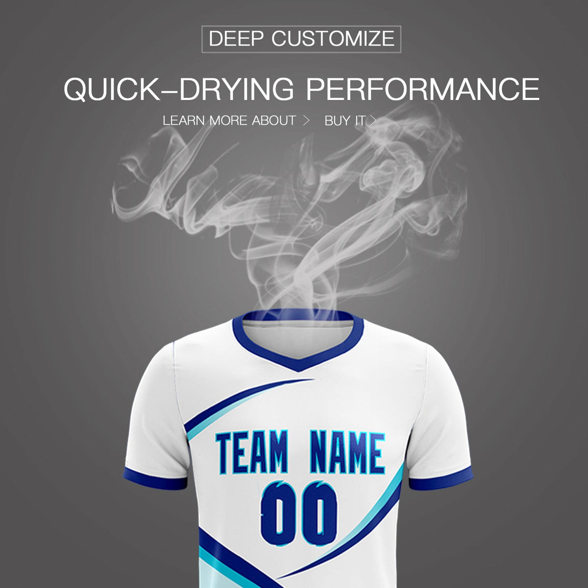 Custom White Sky Blue Color Block Training Uniform For Men Soccer Sets Jersey