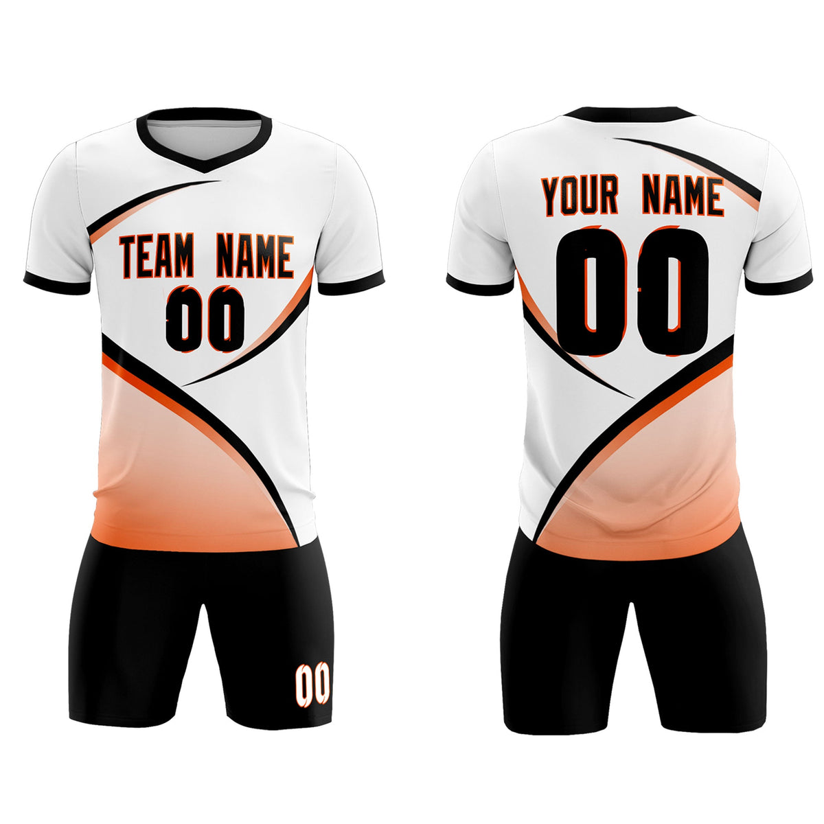 Custom White Black Color Block Training Uniform For Men Soccer Sets Jersey