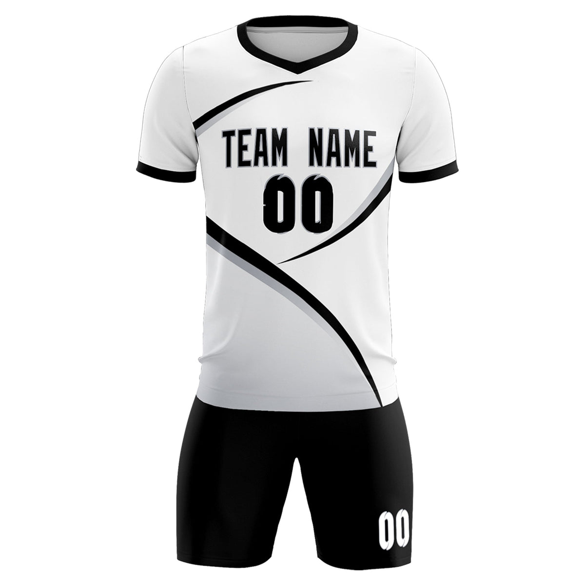 Custom White Black Color Block Training Uniform For Men Soccer Sets Jersey