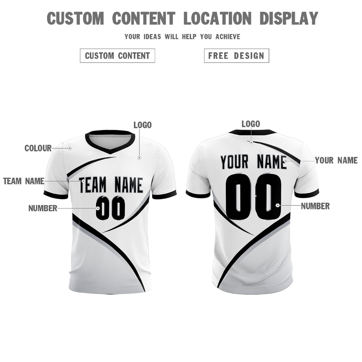 Custom White Black Color Block Training Uniform For Men Soccer Sets Jersey