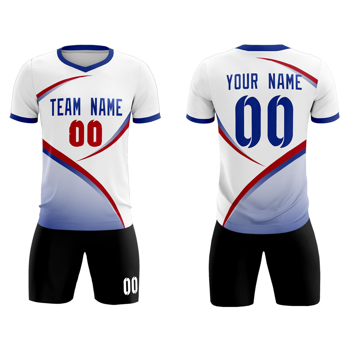 Custom White Royal Color Block Training Uniform For Men Soccer Sets Jersey