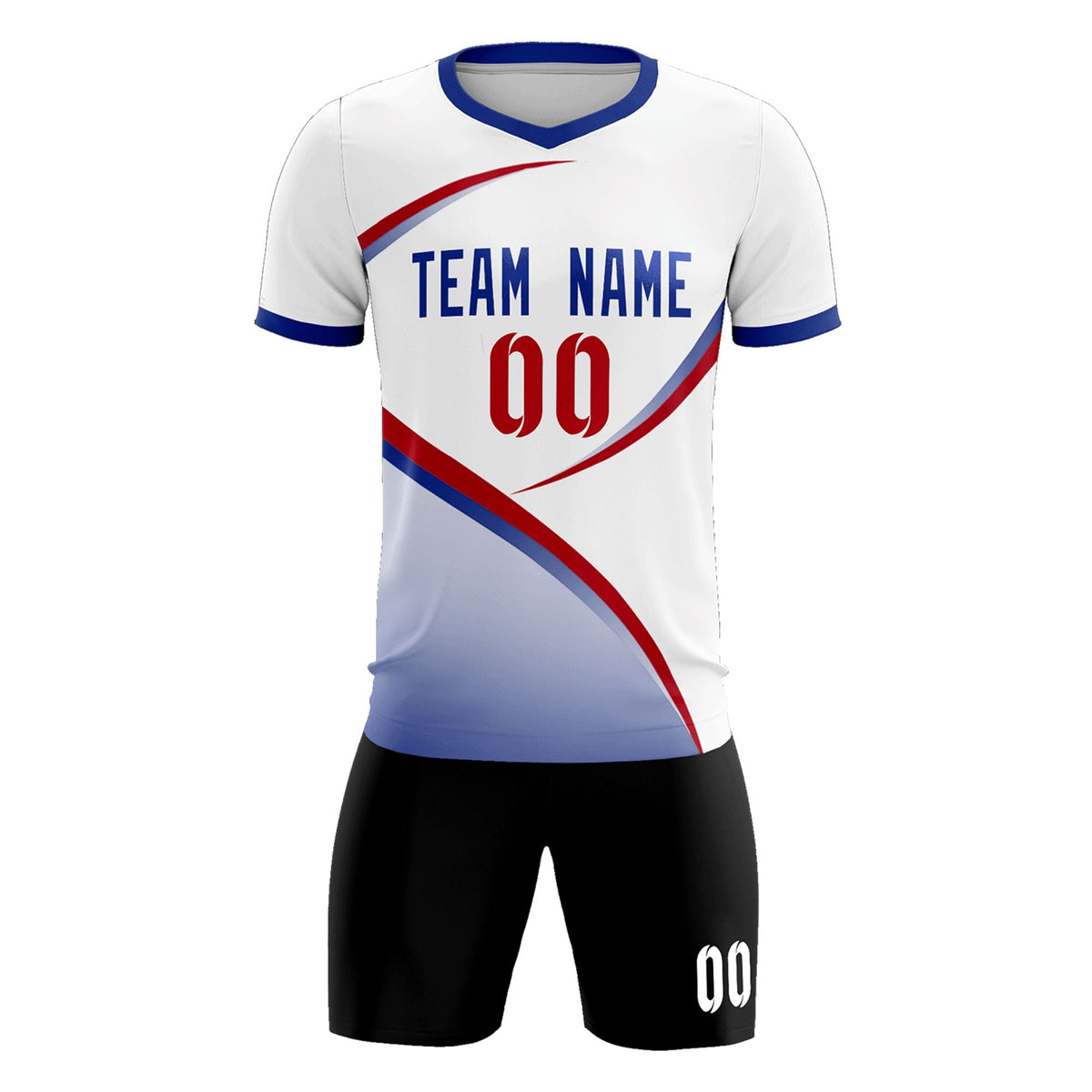 Custom White Royal Color Block Training Uniform For Men Soccer Sets Jersey