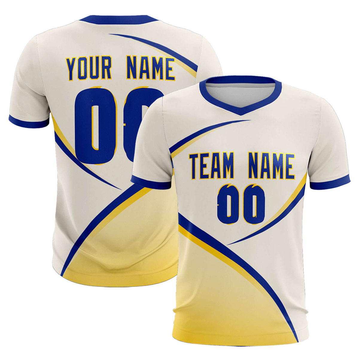 Custom Cream Royal Color Block Training Uniform For Men Soccer Sets Jersey