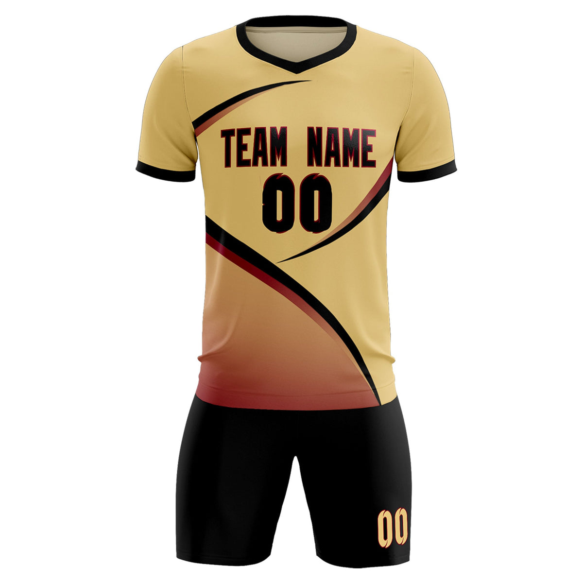 Custom Khaki Black Color Block Training Uniform For Men Soccer Sets Jersey