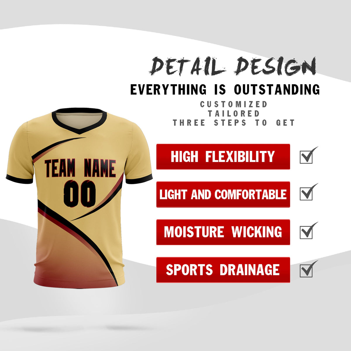 Custom Khaki Black Color Block Training Uniform For Men Soccer Sets Jersey