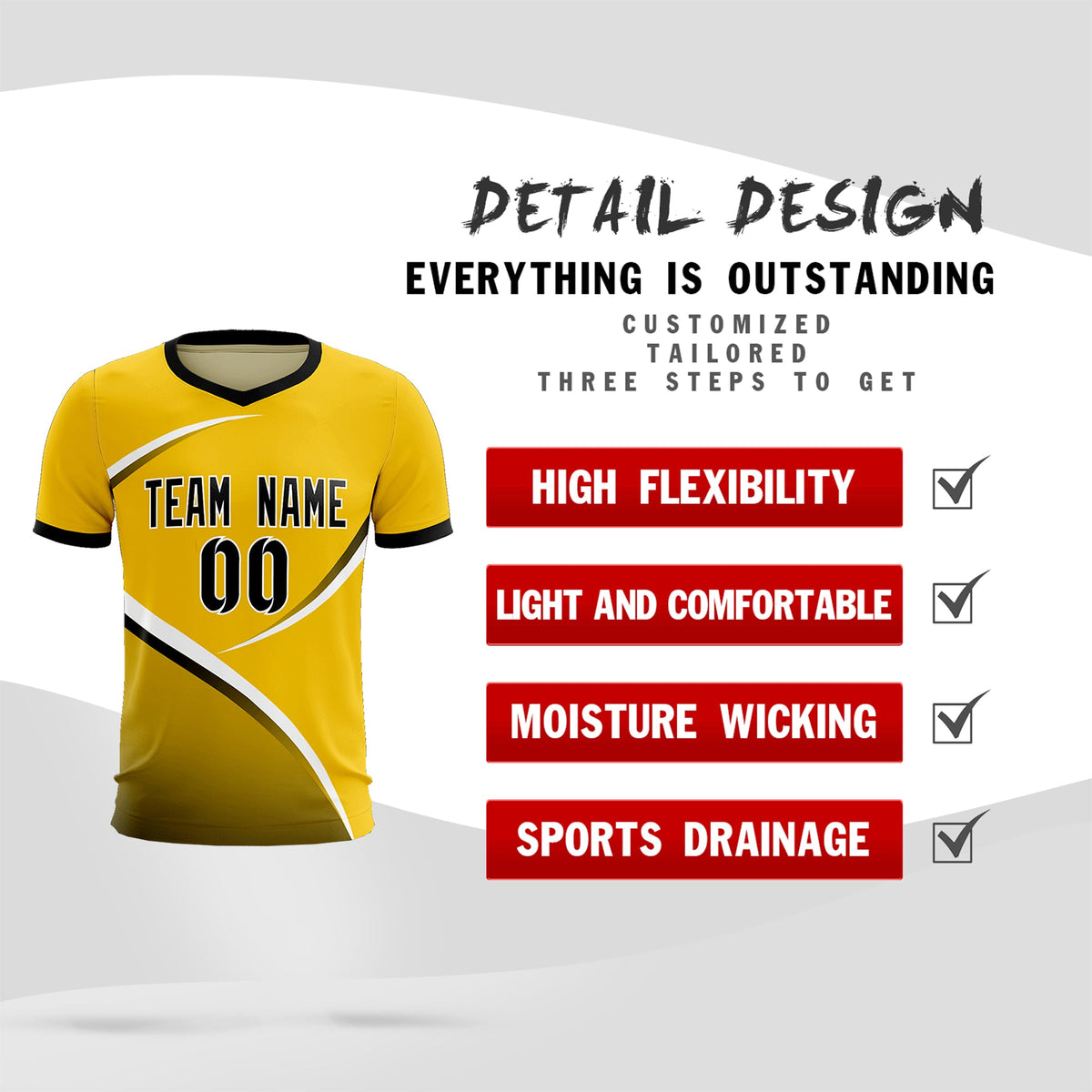 Custom Gold Black Color Block Training Uniform For Men Soccer Sets Jersey