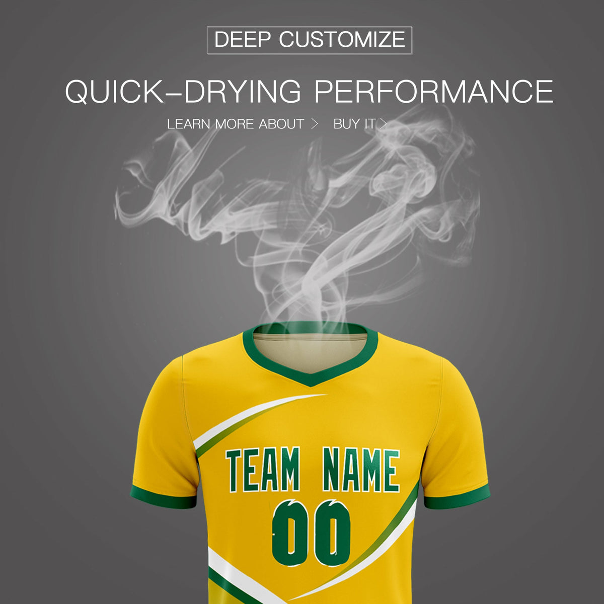 Custom Gold Kelly Green Color Block Training Uniform For Men Soccer Sets Jersey