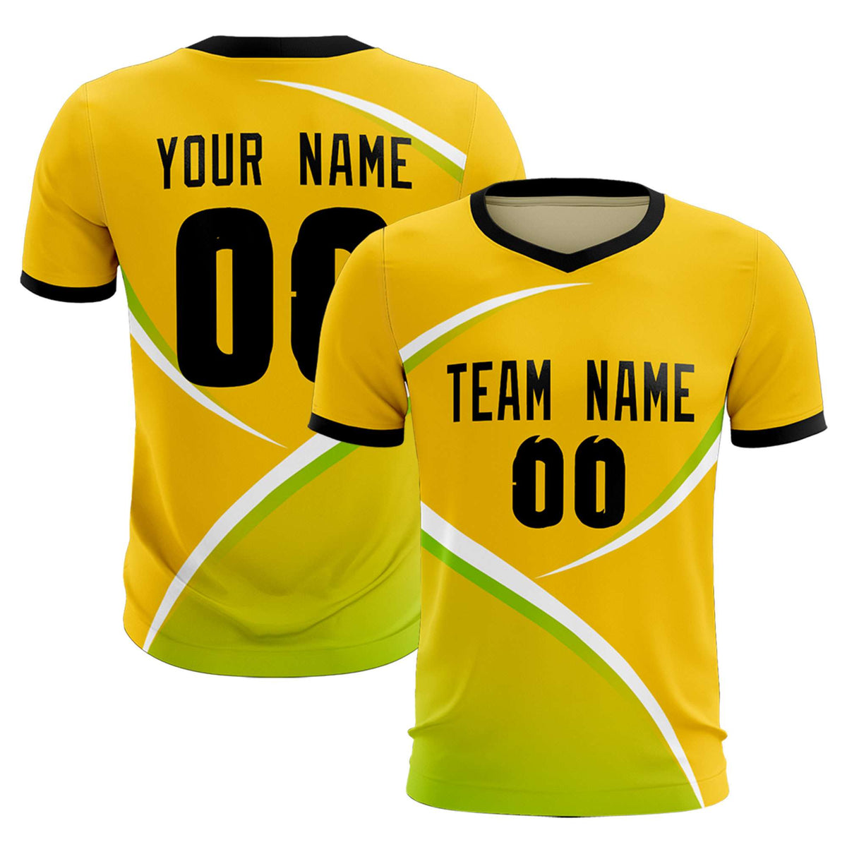 Custom Gold Black Color Block Training Uniform For Men Soccer Sets Jersey