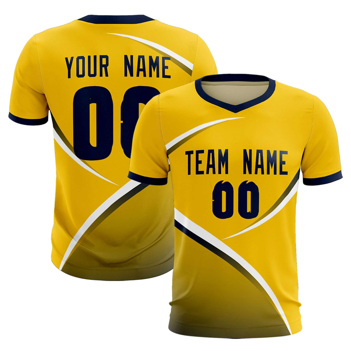 Custom Gold Navy Color Block Training Uniform For Men Soccer Sets Jersey