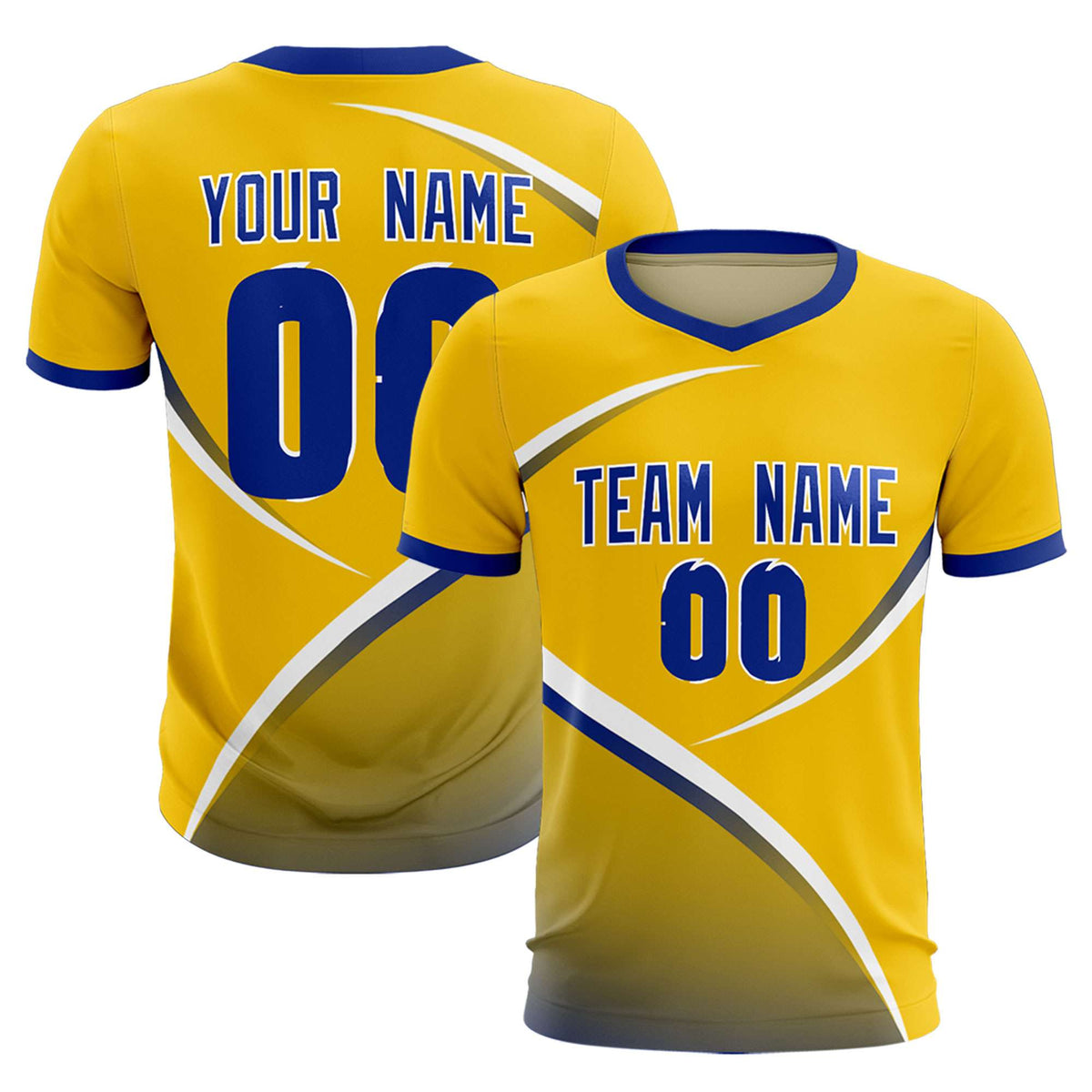 Custom Gold Royal Color Block Training Uniform For Men Soccer Sets Jersey