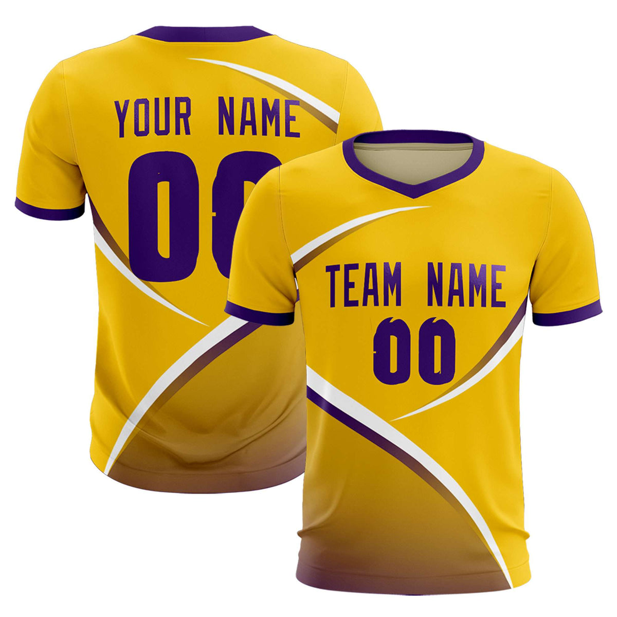 Custom Gold Old Gold Color Block Training Uniform For Men Soccer Sets Jersey