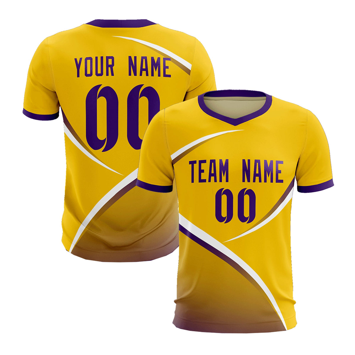 Custom Gold Old Gold Color Block Training Uniform For Men Soccer Sets Jersey