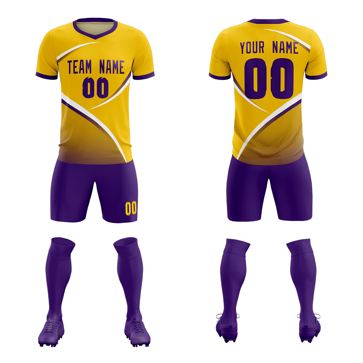 Custom Gold Old Gold Color Block Training Uniform For Men Soccer Sets Jersey