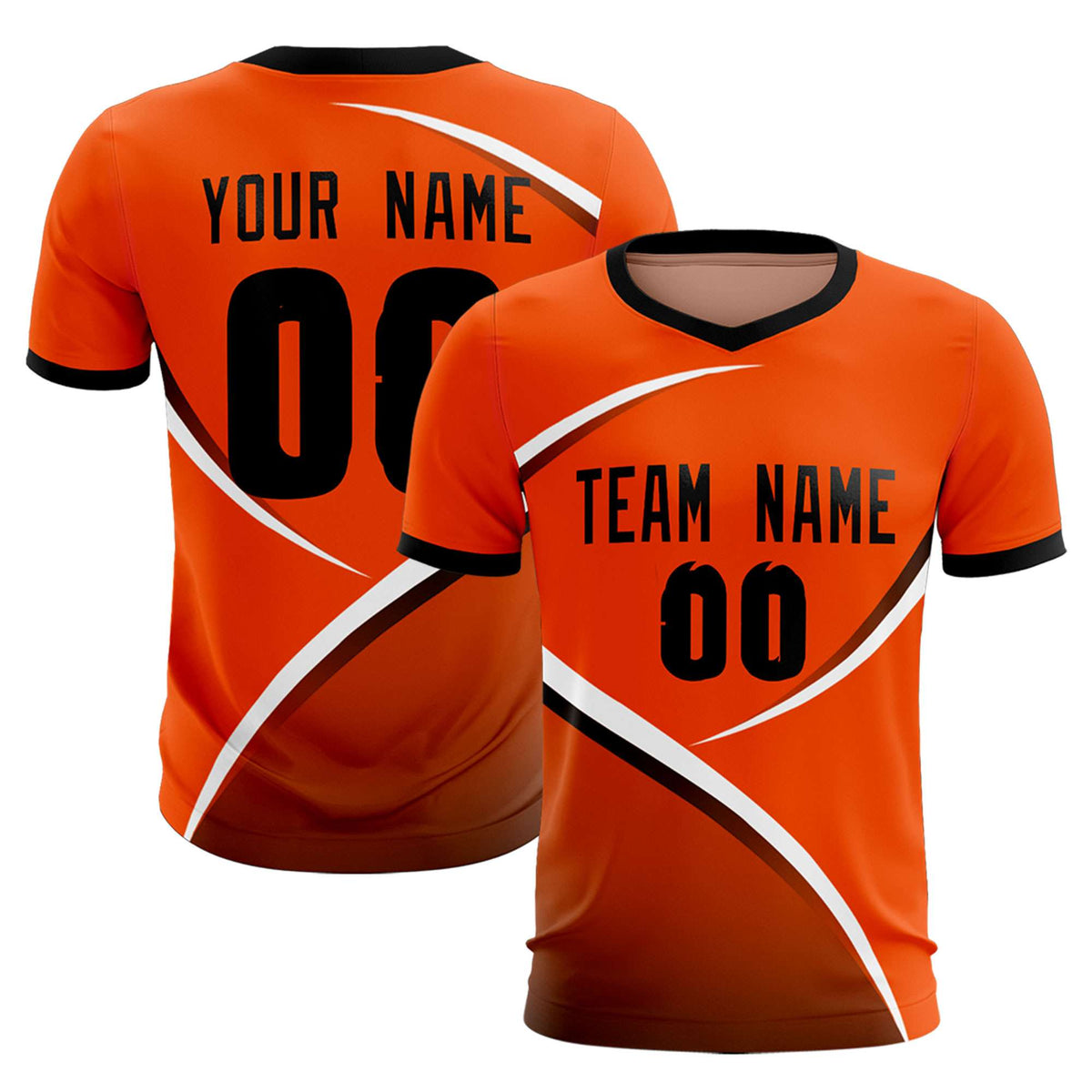 Custom Orange Black Color Block Training Uniform For Men Soccer Sets Jersey