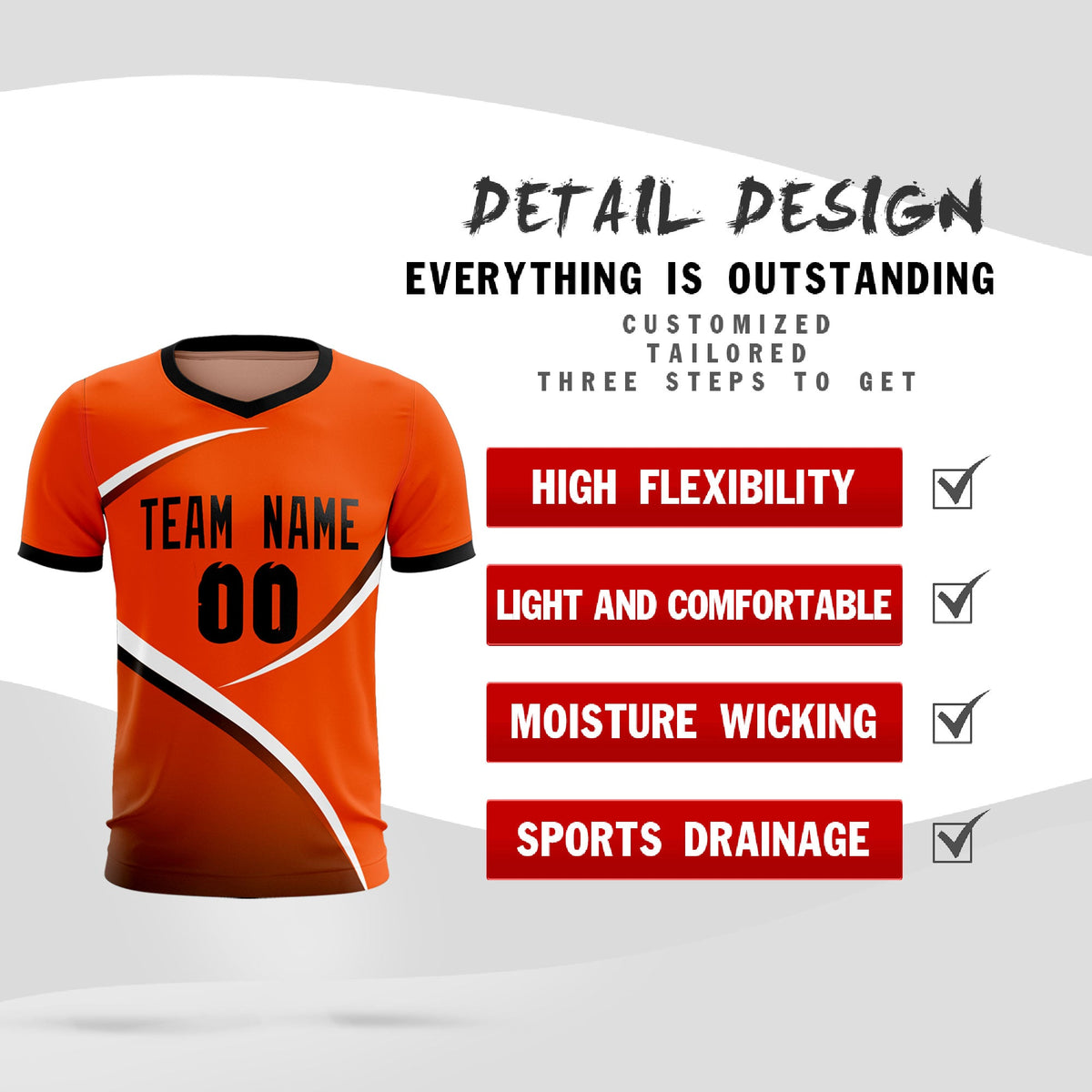 Custom Orange Black Color Block Training Uniform For Men Soccer Sets Jersey