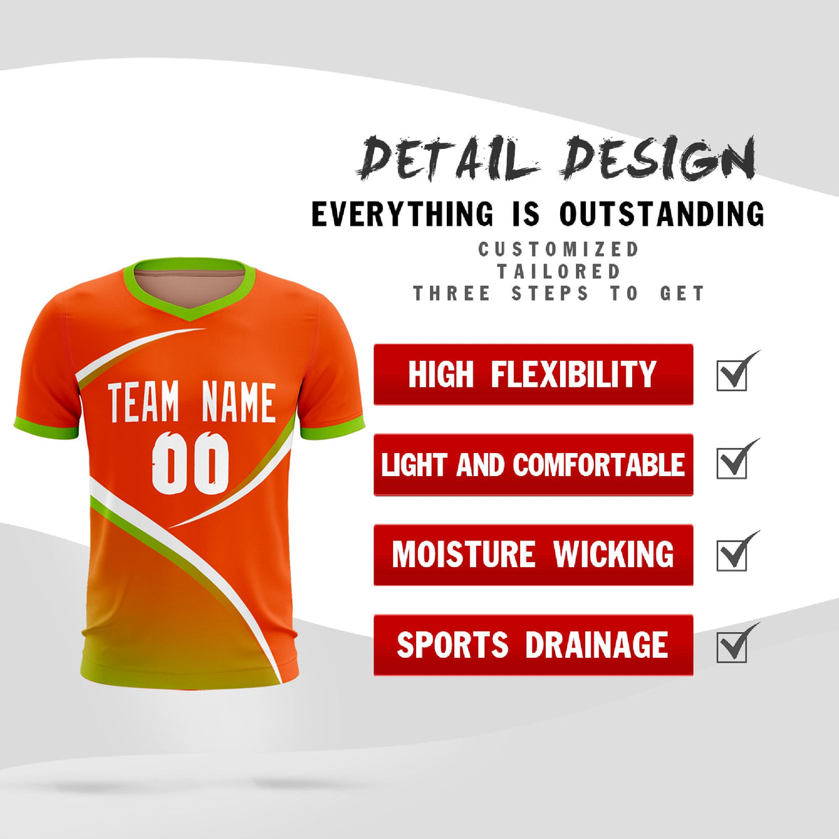Custom Orange Neon Green Color Block Training Uniform For Men Soccer Sets Jersey