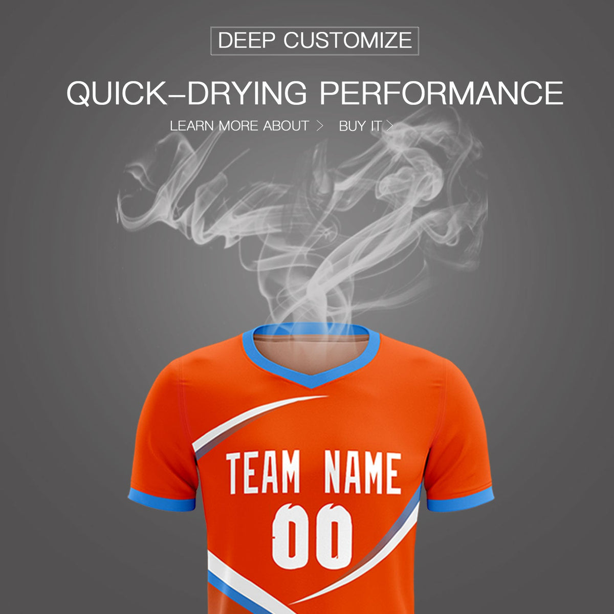 Custom Orange Powder Blue Color Block Training Uniform For Men Soccer Sets Jersey