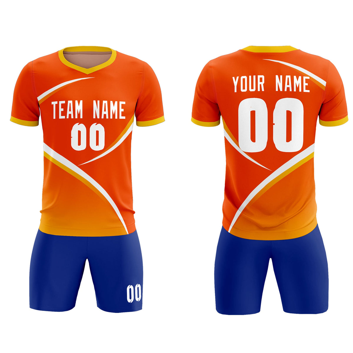 Custom Orange Gold Color Block Training Uniform For Men Soccer Sets Jersey