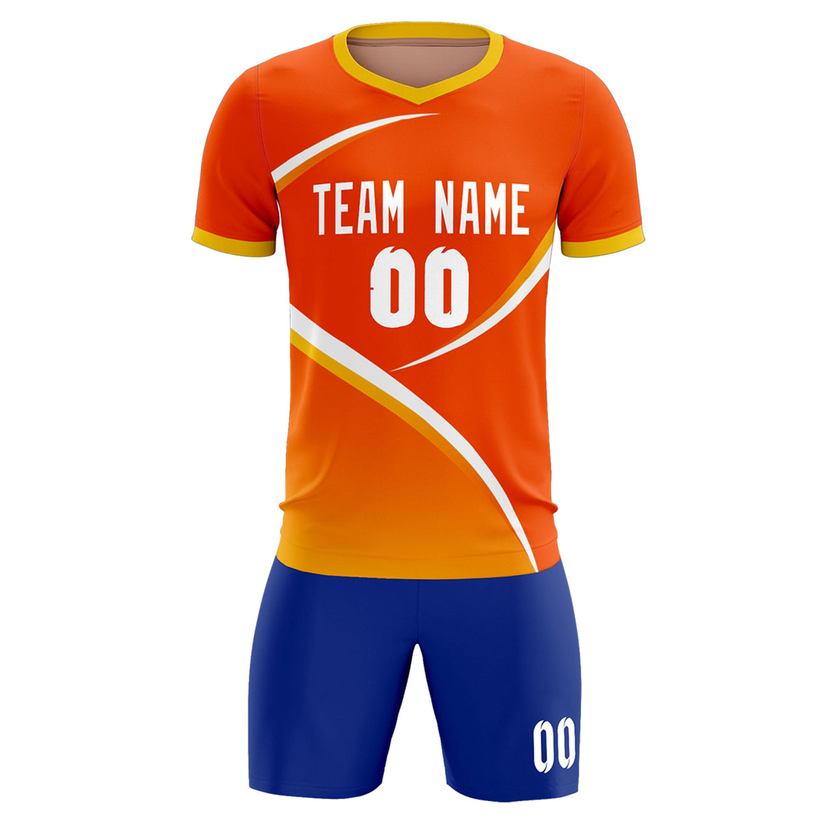 Custom Orange Gold Color Block Training Uniform For Men Soccer Sets Jersey