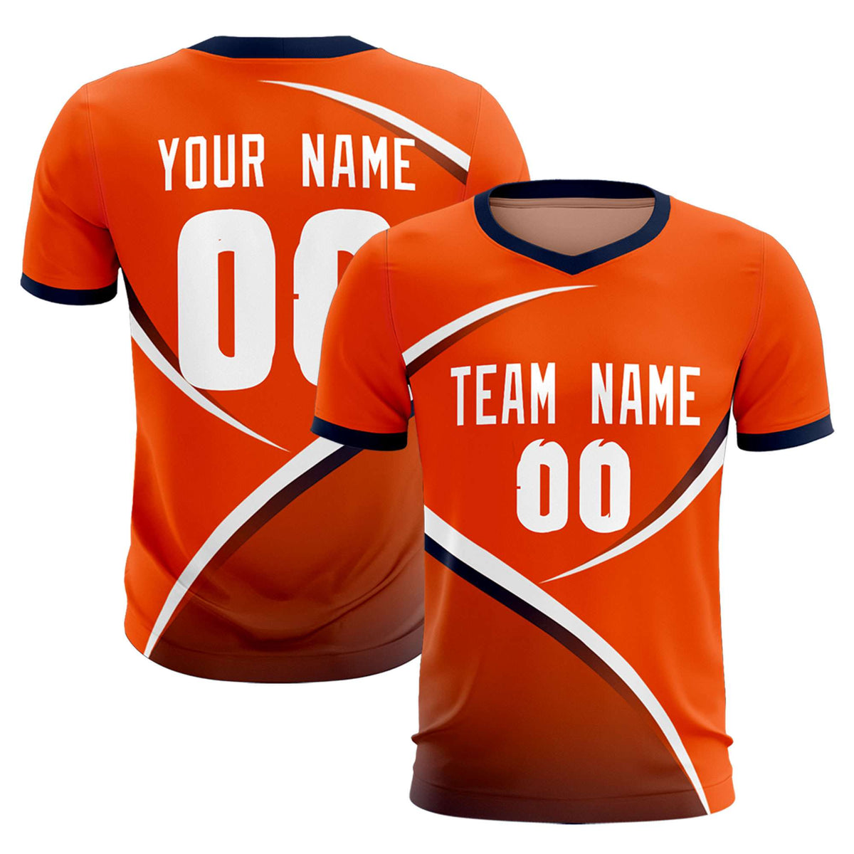 Custom Orange Navy Color Block Training Uniform For Men Soccer Sets Jersey