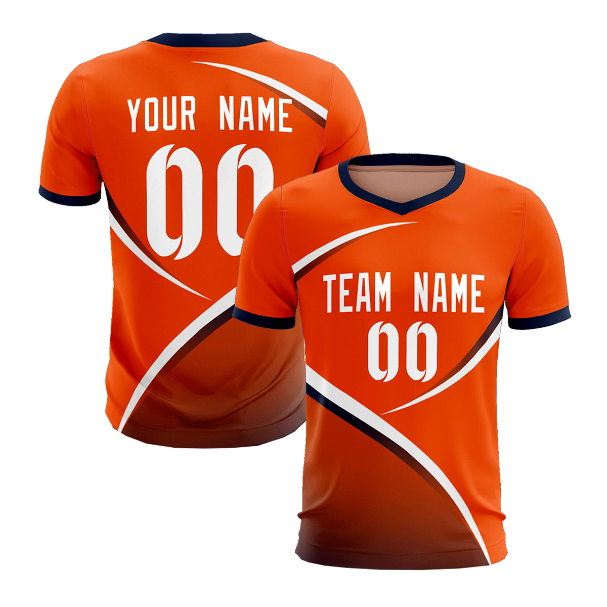 Custom Orange Navy Color Block Training Uniform For Men Soccer Sets Jersey